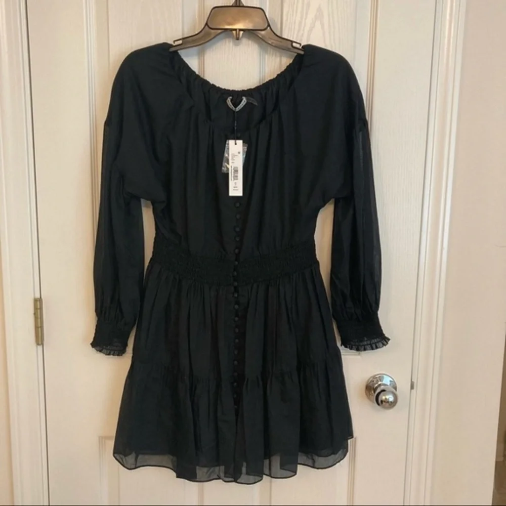 Alice + Olivia Kiara Button Front Dress in Black 6 - Picture 6 of 12